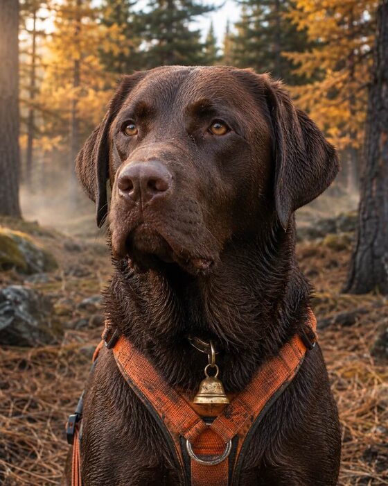 Huckleberry, a chocolate Labrador search-and-rescue dog
